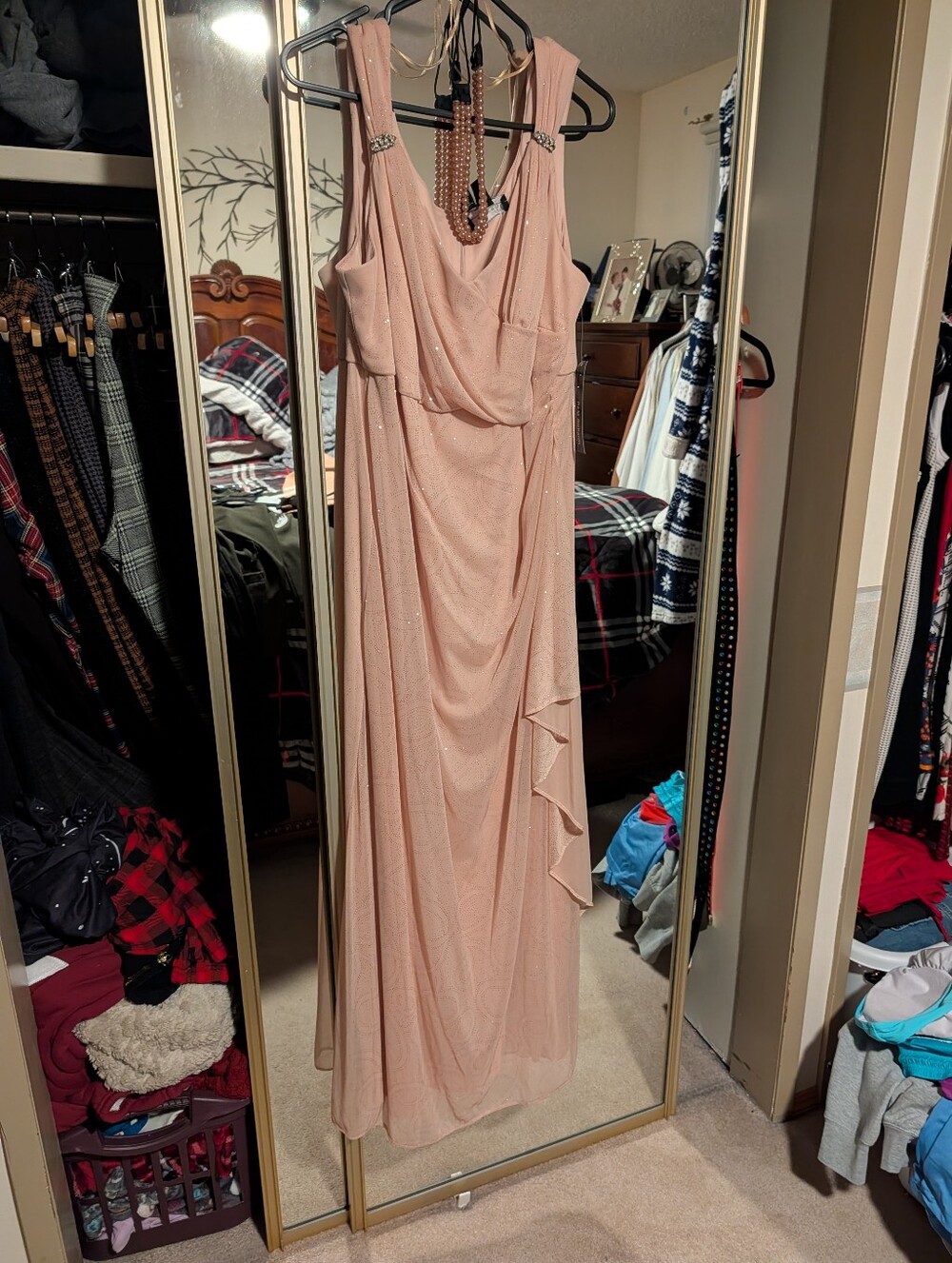 NWT R&M Richards Blush Pink Draped Formal